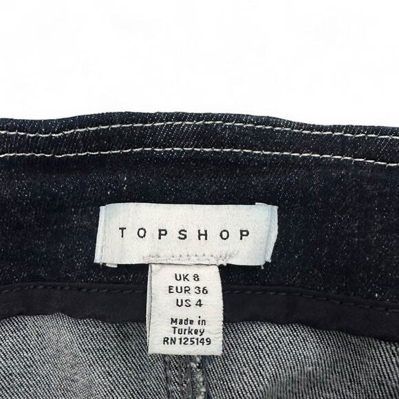 Topshop Women's 90s Style Zip Front Denim Dress Size US 4 Indigo Dark Wash Jean - Picture 5 of 7